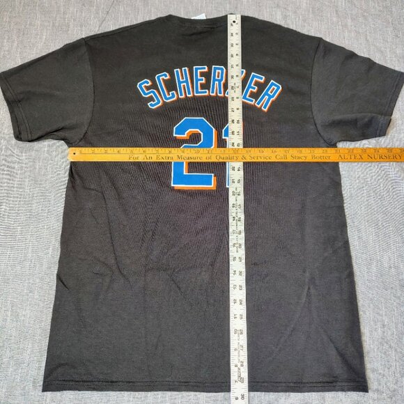 New York Mets Max Sherzer MLB T-Shirt Size Large Black Cotton Crewneck Sports - Picture 6 of 9